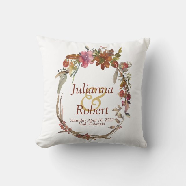 Coussin Aquarelle Boho floral Jeu d'oreiller (Recto)