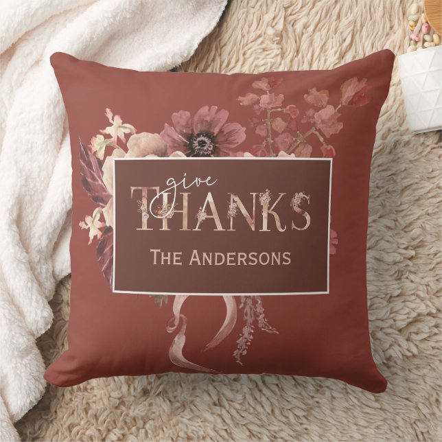 Coussin Aquarelle Botanique Citrouilles Thanksgiving (Couverture)