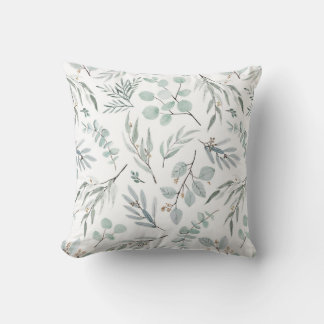 Coussin Aquarelle Botanique Eucalyptus Feuille vert feuill