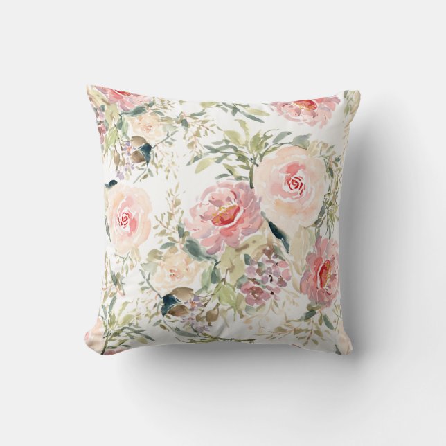Coussin Aquarelle botanique florale (Recto)
