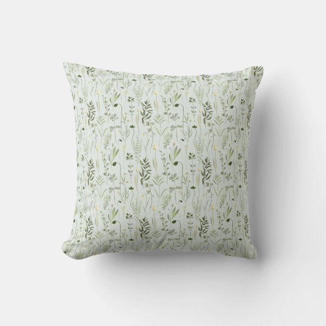 Coussin Aquarelle Botanique Motif de verdure (Recto)