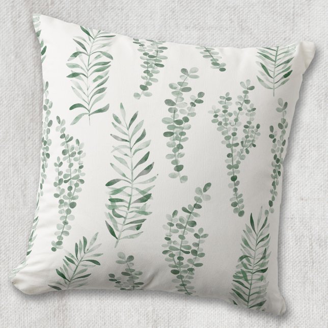 Coussin Aquarelle botanique Verdure Feuille (Créateur téléchargé)