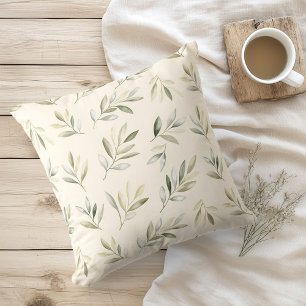Coussin Aquarelle Branches d'Olivier Rustique
