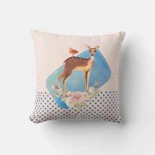 Coussin Aquarelle Brown mignonne Cerf Élégance rustique
