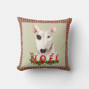 Coussin Aquarelle Bull Terrier Noel Noël