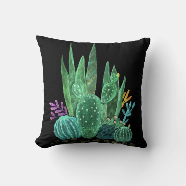 Coussin Aquarelle, cactus (Recto)