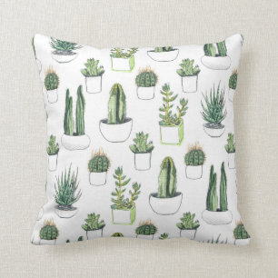 Coussin Aquarelle Cactus & Succulent