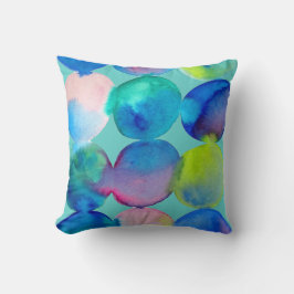 Coussin Aquarelle cercle motif art abstrait couleur cool