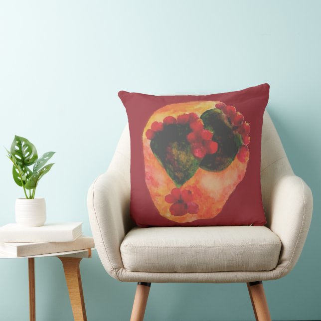 Coussin Aquarelle Cerise et poires de poulet vert Cactus (Chaise)