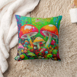Coussin Aquarelle Champignons Abstraits
