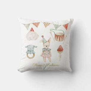 Coussin Aquarelle Champignons et jouets bébé Whimsical