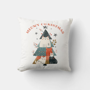 Coussin Aquarelle Chats Xmas Arbre Meowe Noël