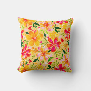 Coussin Aquarelle chaude et douce Floral Jaune