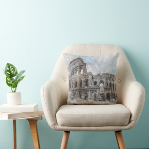 Coussin Aquarelle Colisée Rome Italie