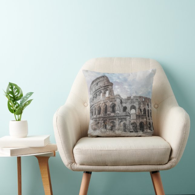 Coussin Aquarelle Colisée Rome Italie (Chaise)