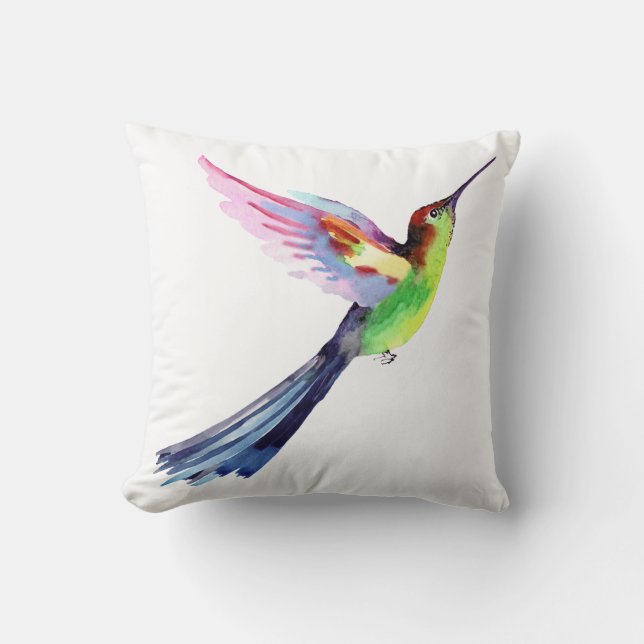 Coussin Aquarelle colorée Colibri (Recto)