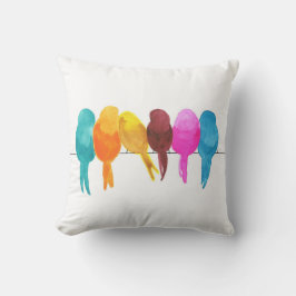 Coussin Aquarelle colorée Oiseaux