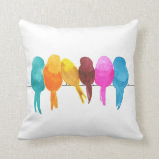 Coussin Aquarelle colorée Oiseaux