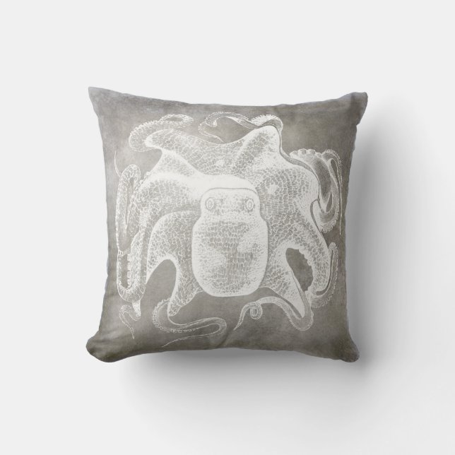 Coussin Aquarelle côtière Octopus Eau douce Neutre (Recto)