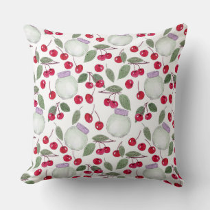 Coussin Aquarelle croisée cerises rouges cerises cerises p