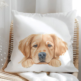 Coussin Aquarelle Cute Peeking Golden Personnalisé