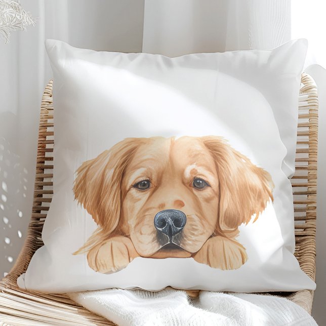 Coussin Aquarelle Cute Peeking Golden Personnalisé (Créateur téléchargé)