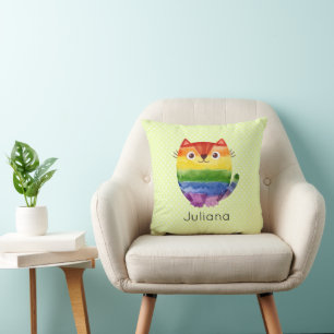 Coussin Aquarelle Cute Pride Kitty