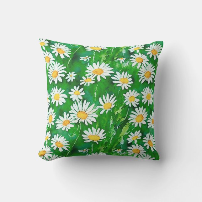 Coussin Aquarelle dans un champ vert (Recto)