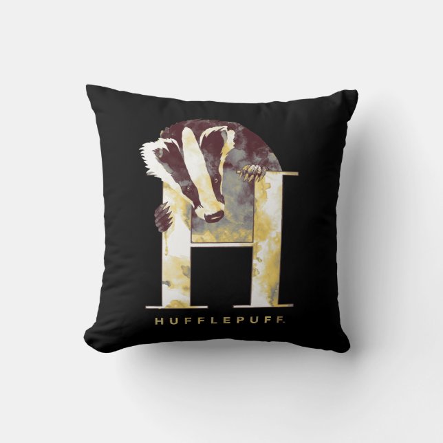 Coussin Aquarelle de blaireau de Harry Potter | (Recto)