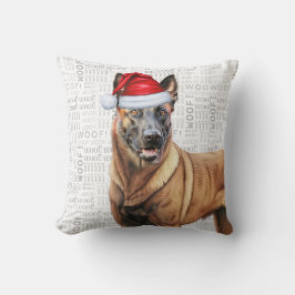 Coussin Aquarelle de chien malinois belge Noël