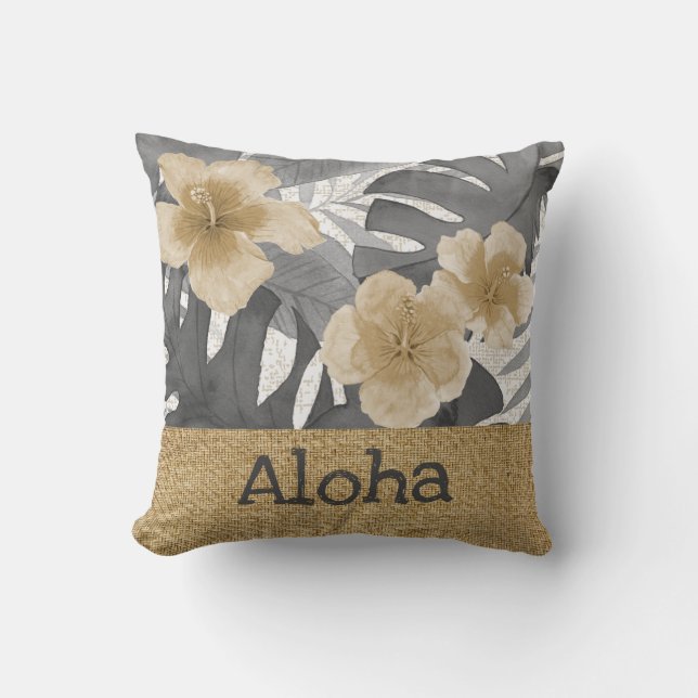 Coussin Aquarelle de Luana Reversible floral tropical (Recto)