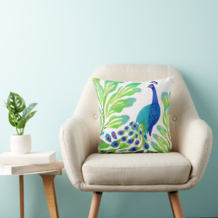 Coussin Aquarelle de paon