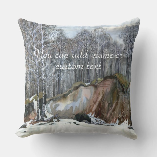 Coussin Aquarelle de peinture de ravin neigeux (Recto)