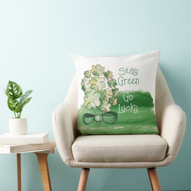 Coussin Aquarelle de Shamrock Lucky personnalisée (Chaise)
