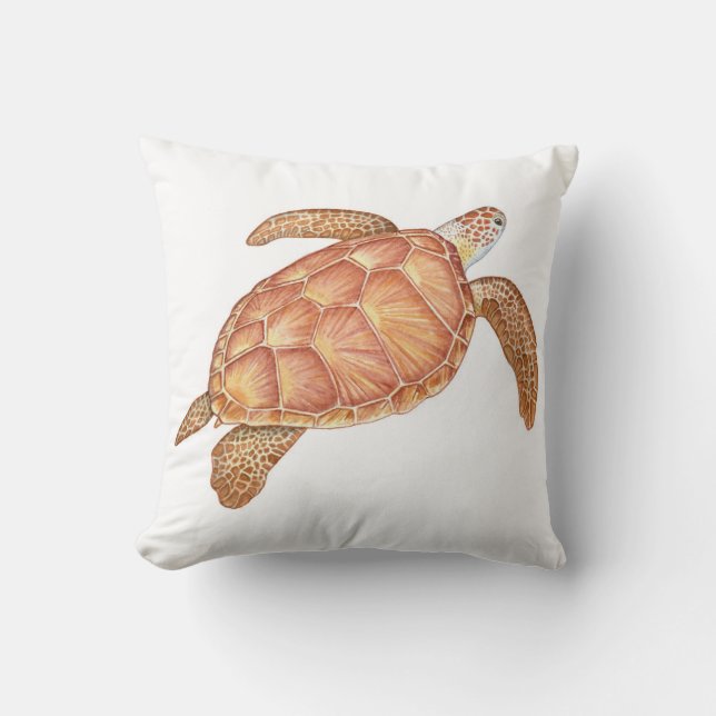 Coussin Aquarelle de tortue de mer (Recto)