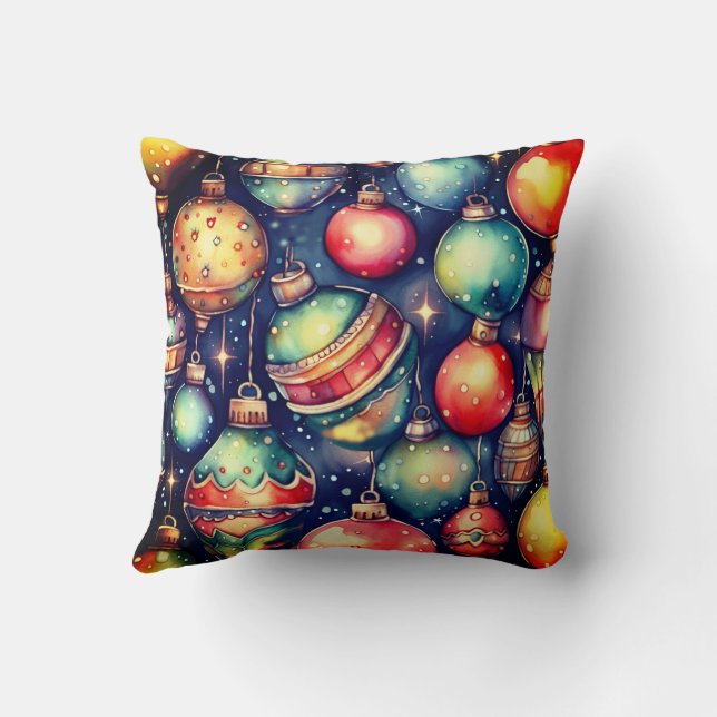 Coussin Aquarelle de vacances Art Décor de Noël (Verso)