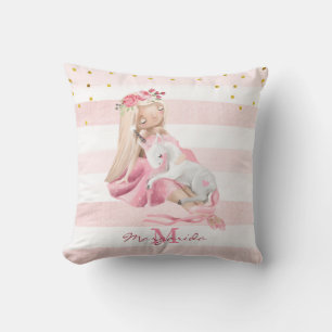 Coussin Aquarelle délicate Ballerina et bébé Unicorne Th
