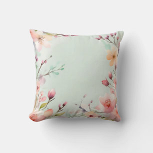Coussin Aquarelle des branches et des fleurs de printemps