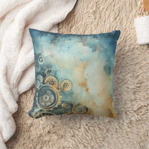 Coussin Aquarelle des engrenages Steampunk - Horloge