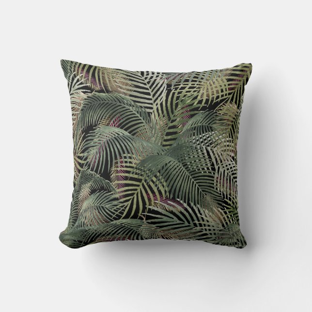 Coussin Aquarelle des Feuilles de palmiers des Caraïbes tr (Recto)