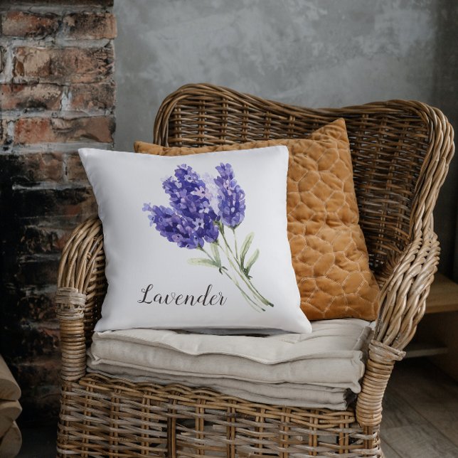 Coussin Aquarelle des fleurs de lavande (Créateur téléchargé)