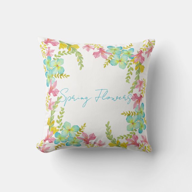 Coussin Aquarelle des fleurs de printemps (Recto)