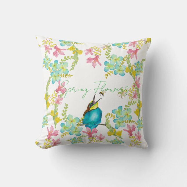 Coussin Aquarelle des fleurs de printemps (Recto)