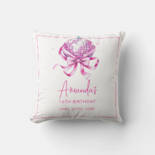 Coussin Aquarelle Disco Rose Coquette Sweet 16 Anniversair