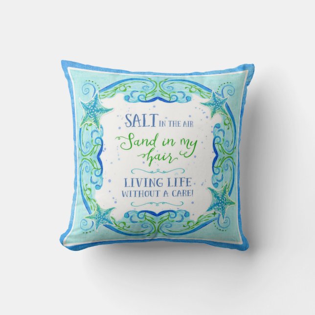 Coussin Aquarelle d'océan de remous d'étoiles de mer de (Recto)