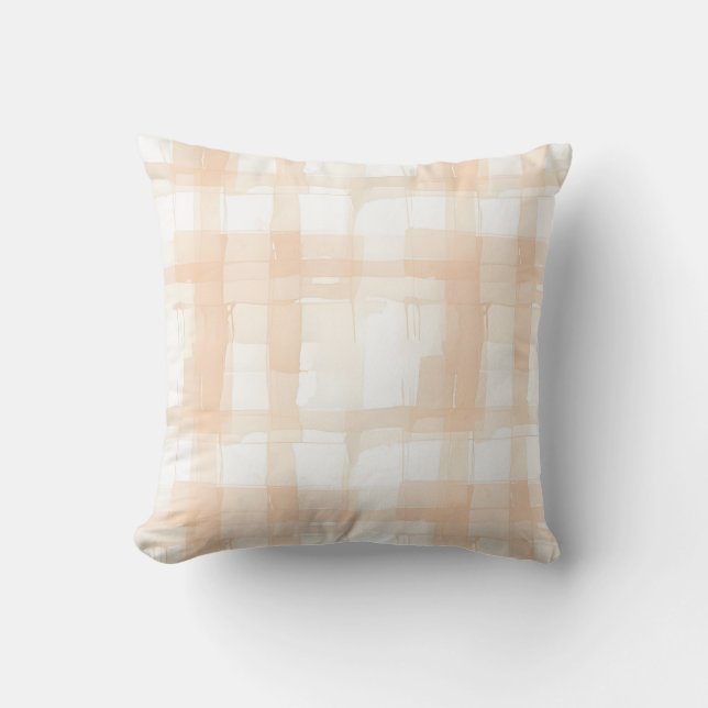 Coussin Aquarelle douce Beige Plaid Laid (Recto)