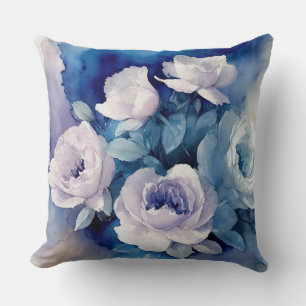 Coussin Aquarelle douce bleue et violette