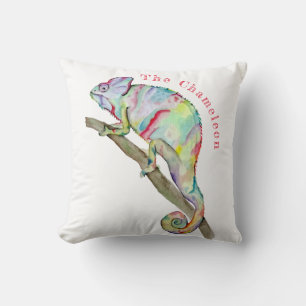Coussin Aquarelle drôle caméléon