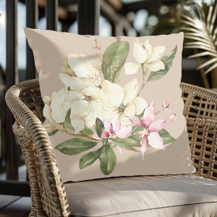 Coussin Aquarelle Élégante Et Moderne Orchidées Roses Et B