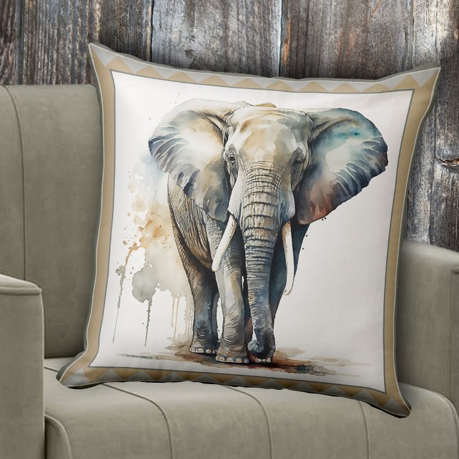 Coussin Aquarelle Elephant Art animal (Pillow featuring a watercolor design of an elephant. Great for anyone who loves animals)